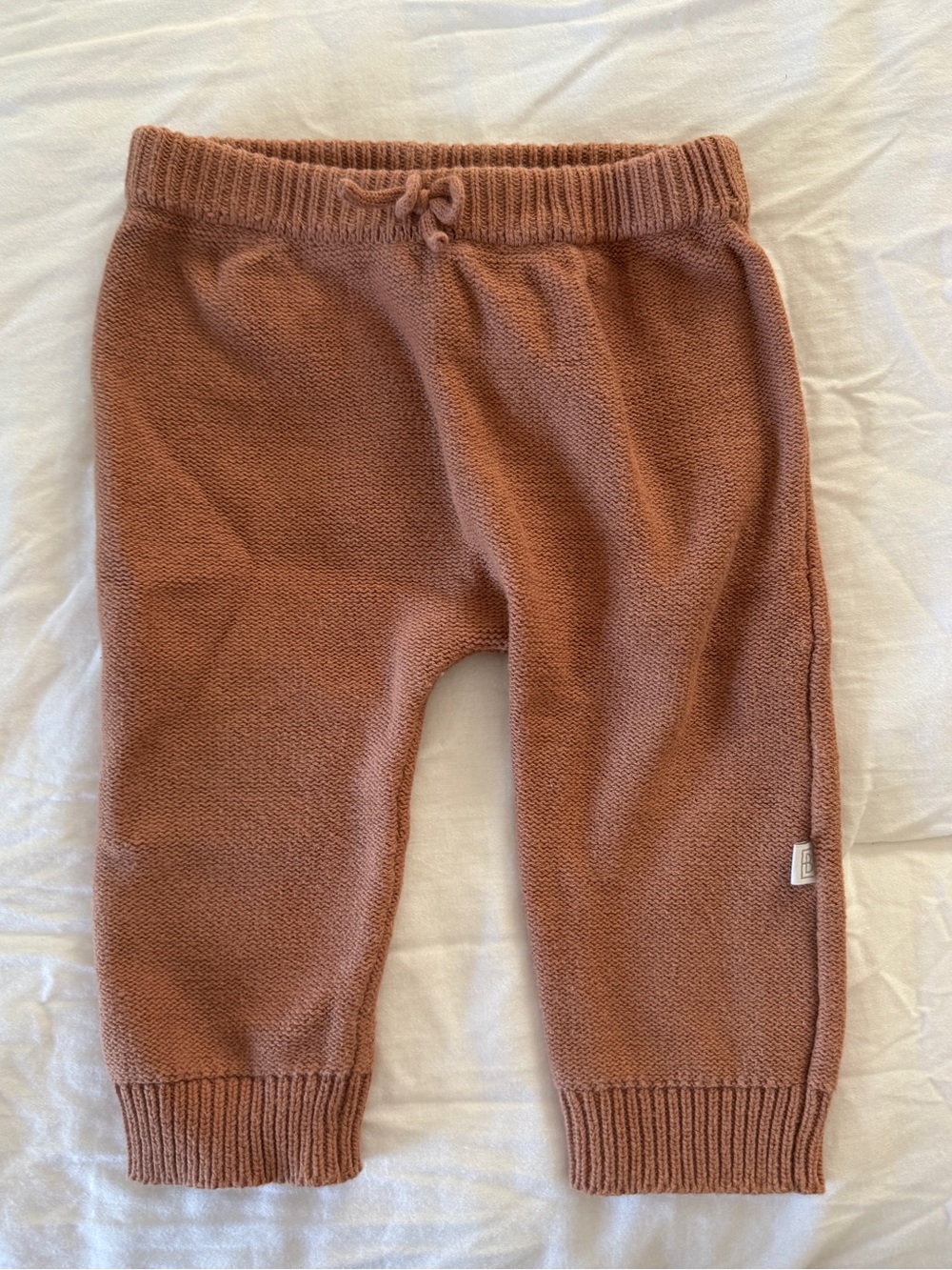 Elegant Baby Fine Knit Baby Pants in Clay
